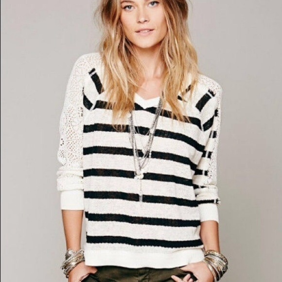 Free People Sweaters - Sale! Free People crochet sleeved striped sweater